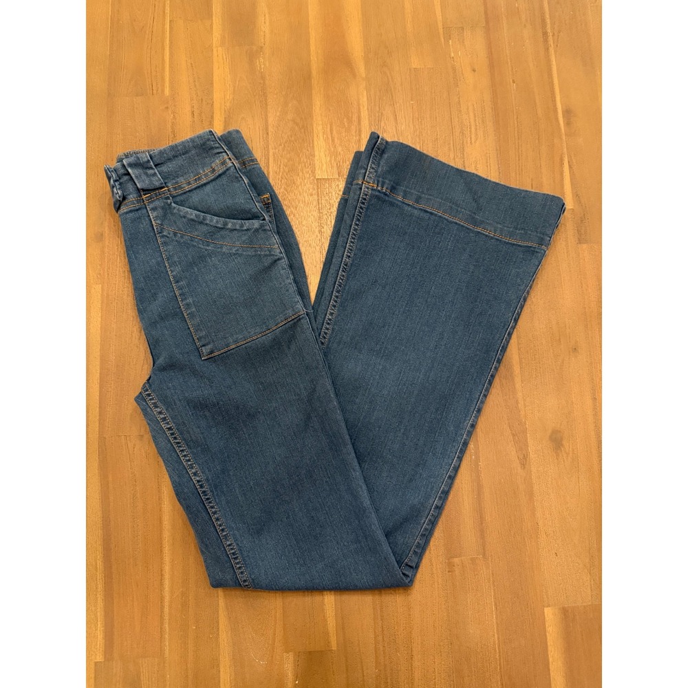 Womens Wide Leg Denim Jeans Blue‎ Size Small Flare Bell Bottom Wide Cuff Hem
